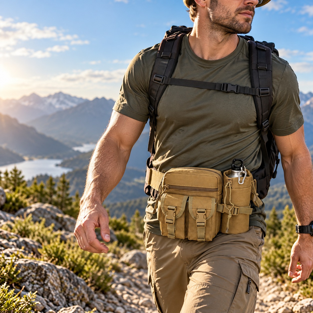 Hiking Backpack Waterproof - Bolsa de cintura tática multifuncional, à